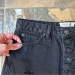 We The Free  Black Button Fly Mini Skirt Jean Skirt Size 27 Distressed Photo 3