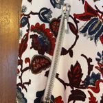 ZARA  Basic Solid Off White Pants w Blue/Red Floral Medium Photo 2