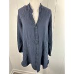 Free People  We the Free Summer Day Dream Long Sleeve Navy tunic Blouse Size M Photo 2