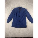 80% Angora Fuzzy Vintage VENESHA Blue Lined‎ Sweater Coat S Sweater Button Size M Photo 2