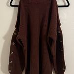 Guess  Women's Burgundy Brown Turtleneck Sweater with Button Details Small Photo 0