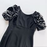 Shani Dramatic Rosette Sleeve Crepe Sheath Cocktail Dress Black Size 12 Photo 8