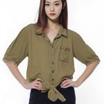 Ashley Stewart  Cream Button-Up Shirt Photo 0