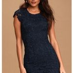 Lulus  navy blue lace open back mini dress Photo 0