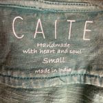 NWOT cotton Caite floral embroidered hand dyed t shirt oversized beach style sm Green Photo 6