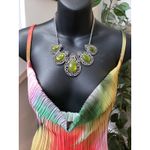 Pretty Little Thing  US 12 Multicolor Pleated Cowl Neck Maxi Dress Spaghetti Strap Photo 2