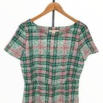 Cooper and Ella Pink Green Plaid Print Back Cutout Short Sleeve Dress size Small Photo 3