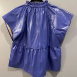 THML  Purple Faux Leather V Neck Top Photo 3