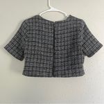 Lucca Couture  Black White Tweed Crop Top Neutral Formal Casual Medium Photo 6