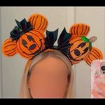 Disney  Halloween Pumpkin Ears Headband in Orange and Black Photo 1