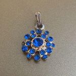 Vintage Gold Tone w/ Blue Jewels Charm, 1/2 inch, Vintage Costume Jewelry Photo 0
