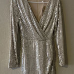 CBR Silver Sequin Long Sleeve Dress Size M Photo 0
