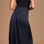 Lulus Renata Navy Blue Print Satin Maxi Dress Photo 1