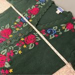 Pendleton  Vintage Embroidered Floral Rose Cardigan Knit Green Sweater Women’s 1X Photo 5