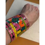 Colorful Geometric Wide Cuff Bracelet With Gold Photo 3