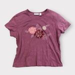 Cascade Blue Floral Embellished Short Sleeve Tee Twilight Lavender PL 14 Purple Size undefined Photo 1