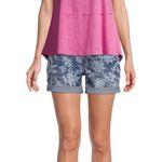 Time & Tru Printed Denim Shorts With Pockets Size 14 Womens 5 Pockets New Photo 2