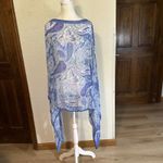 J Jill Paisley X3X Kimono Cover Up Poncho Blue White Viscose Modal Blend Photo 1