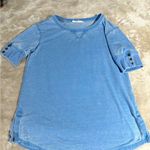 None Distressed Super Soft Tshirt with Button Detailing Photo 0