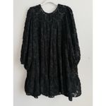 ZARA  Black Textured Babydoll Dress Sheer Swing Mini Boho Whimsigoth Women's XXL Photo 12