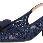 J.Renee Navy Lace Slingback Heels with Bow Blue Size 9.5 Photo 0