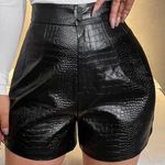 Faux Crocodile High Waist Shorts NWOT Black Size M Photo 1