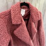 LC Lauren Conrad Pink Mauve Sherpa Teddy Bear Coat Peacoat One Button Fuzzy Photo 2