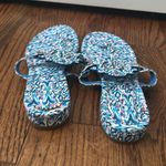 Crown & Ivy  Wylie Thong Sandals Size 7.5 Blue Pink Shoe Summer Photo 3