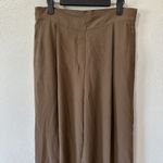 Spanx Carefree Crepe Wide Leg Pleated Trouser Cedar Brown Tan Size Large Photo 1