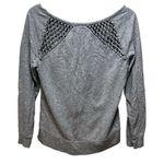 American Eagle  Macrame V Neck Fringe‎ Gray Sweatshirt Size Medium Mod Boho Chic Photo 1