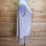 Sandal Made In Italy Cream Scoop Neck Blouse with Sheer Trim Bottom Size XL Photo 5