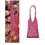ZARA NWT  Macramé Bag 4162/201 Crochet  Grocery Pink Reusable Shopping Farmers Photo 1