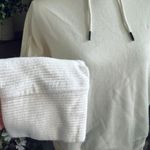 Natural Reflections Cream Ribbed Pullover Smocked Tie Hem Hooded Sweatshirt Photo 3