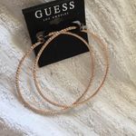 Guess New  gold and crystal large hoops 3” Photo 0