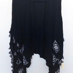 st. john's bay Womens Kimono One Size Black Boho Embroidered Tassel Hem Witchy Photo 0