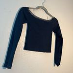 Harper Black Fitted Cropped Lace Strapped Blouse SZ Extra S Long Sleeve Evening Photo 1