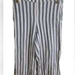 French Laundry Blue Gray Cream Striped Cropped Wide Leg Pants Sx 1X *belt Removd Photo 0
