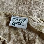 Oh My Gauze! Tie Dye Top Size 1 Lagenlook Casual Notch V Neck Tan Olive Size M Photo 4