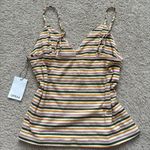 Brown and Tan Ruched Sleeveless Camisole Green Size L Photo 2
