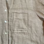 Theory  Hekanina Front Tie Linen Weave Button Down Shirt‎ top tan size Small Photo 6
