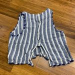 Cloth & Stone Blue White Stripe Raw Hem Sleeveless Button Back Top Womens SizeXS Photo 1