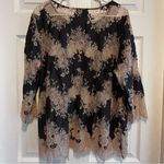 Linea Black and Tan Lace Blouse Size 18 Photo 10