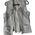 Zenergy by Chico's Vest Size 1 Gray Striped Sleeveless Embroidered Pockets Size M Photo 0