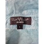 Velvet Heart Los Angeles Tie Waist Blouse Teal Green/Blue Rayon 2 Pockets Sz L Photo 3
