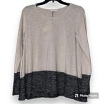 Sophie Max  size large womens color-block long sleeve semi sheer blouse tan grey Photo 8