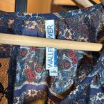 Wall Flower  Blue Floral Semi Sheer Lace Button Up Blouse Size XL Photo 5