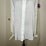 easel Puffy Long Sleeve White Button Up Crinkle Blouse with Tie Wrists Size M Photo 9