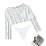 SheIn Triangle Bikini Set and Cover Up in White, Size L​ Photo 1