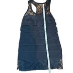 Bailey 44 womens black tiered silk top with lace trim sz S 90s Photo 4