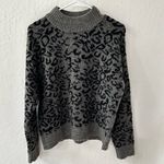 John + Jenn  Cheetah Gray Black Xavier High Neck Pullover Sweater S Petite Photo 0